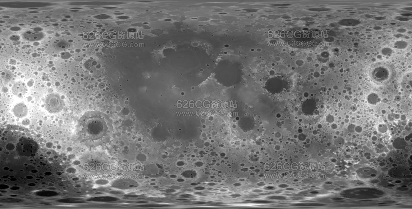 月球贴图:46k月球置换贴图(包含3ds max/houdini/abc格式文件 46k