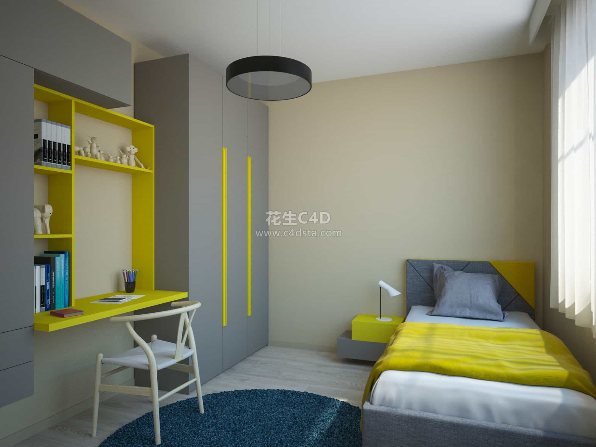 三维模型-超精细温馨室内卧室模型 626CG资源站