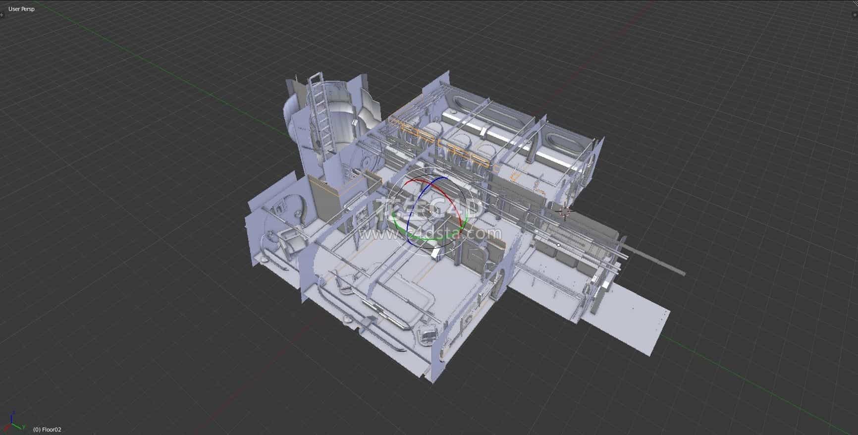 三维模型-科幻概念场景太空舱空间站内部结构机械硬表面模型 626CG资源站
