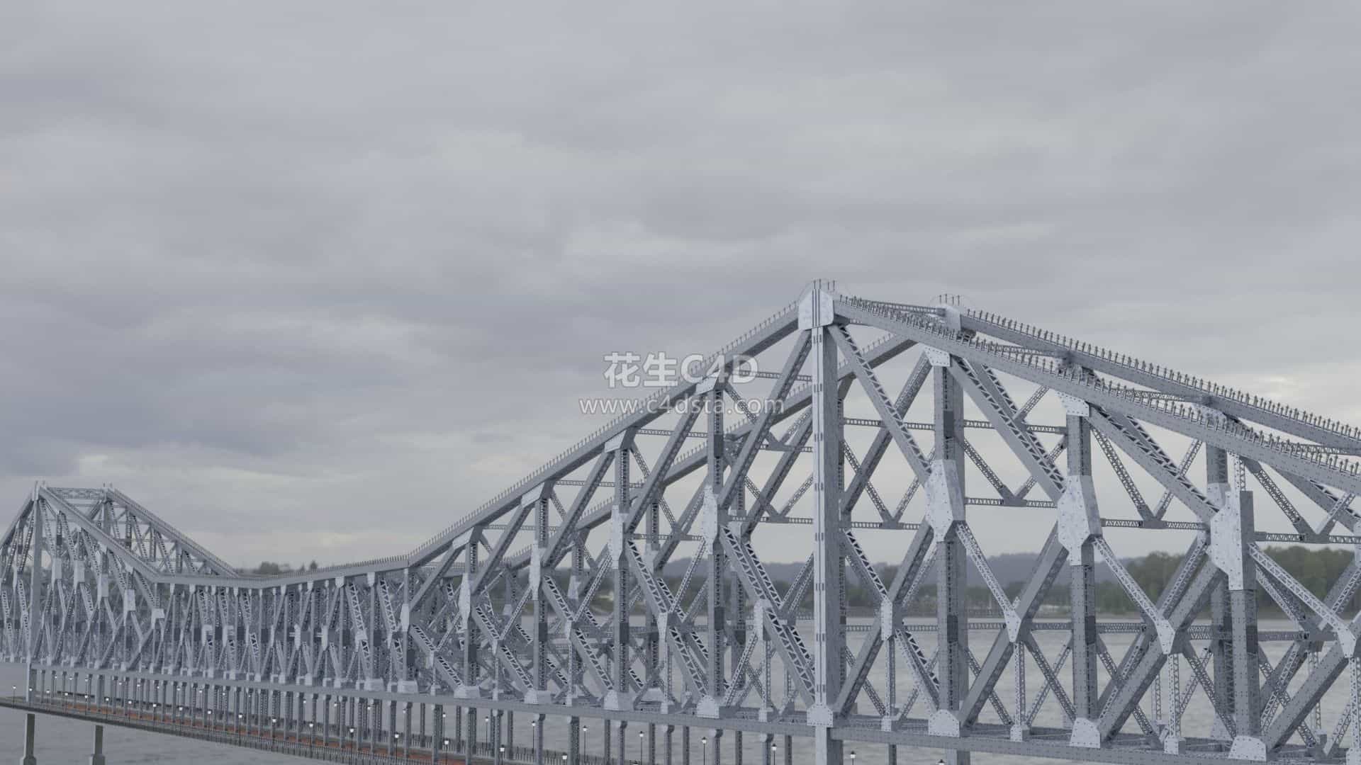 三维模型-悬架式平衡悬臂桥大桥模型 626CG资源站
