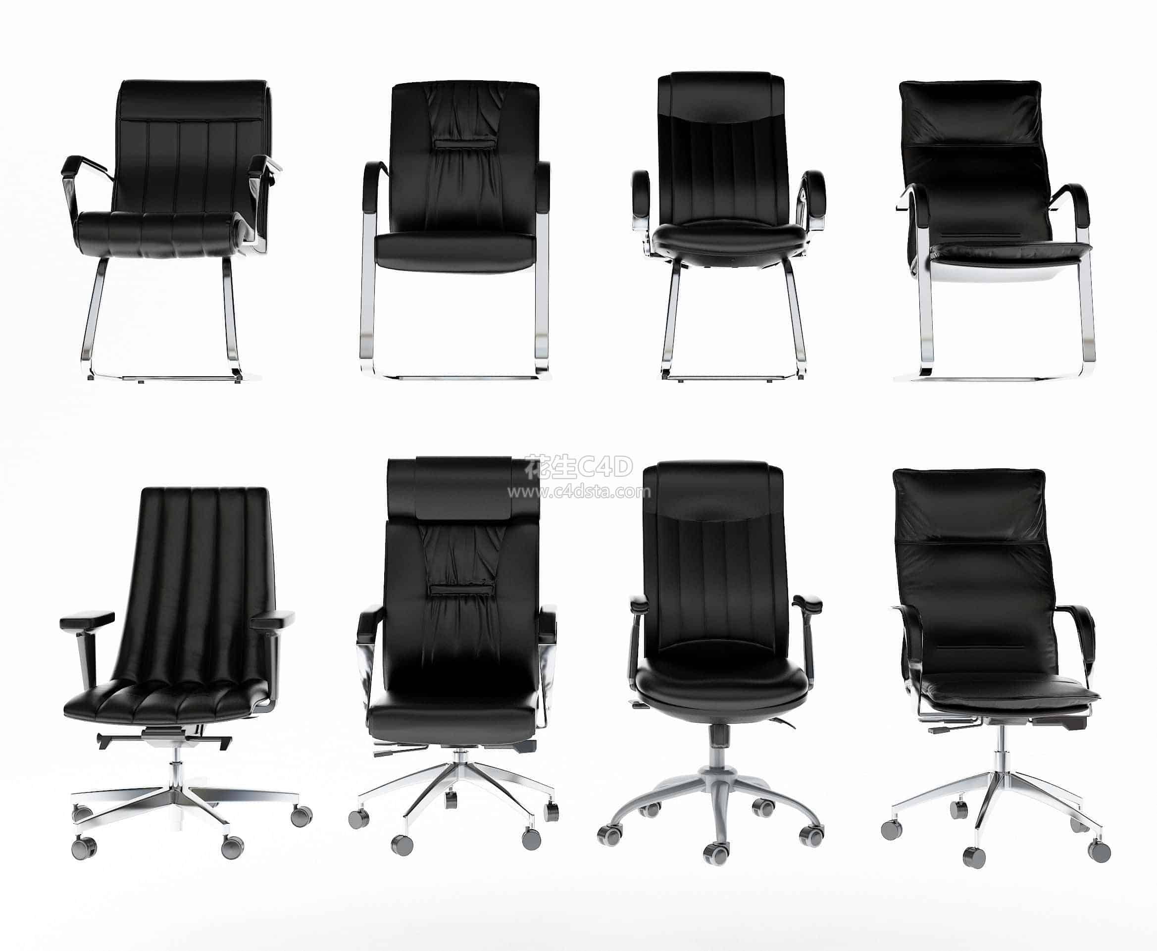 三维模型-8款高背办公椅现代旋转皮椅子模型 626CG资源站