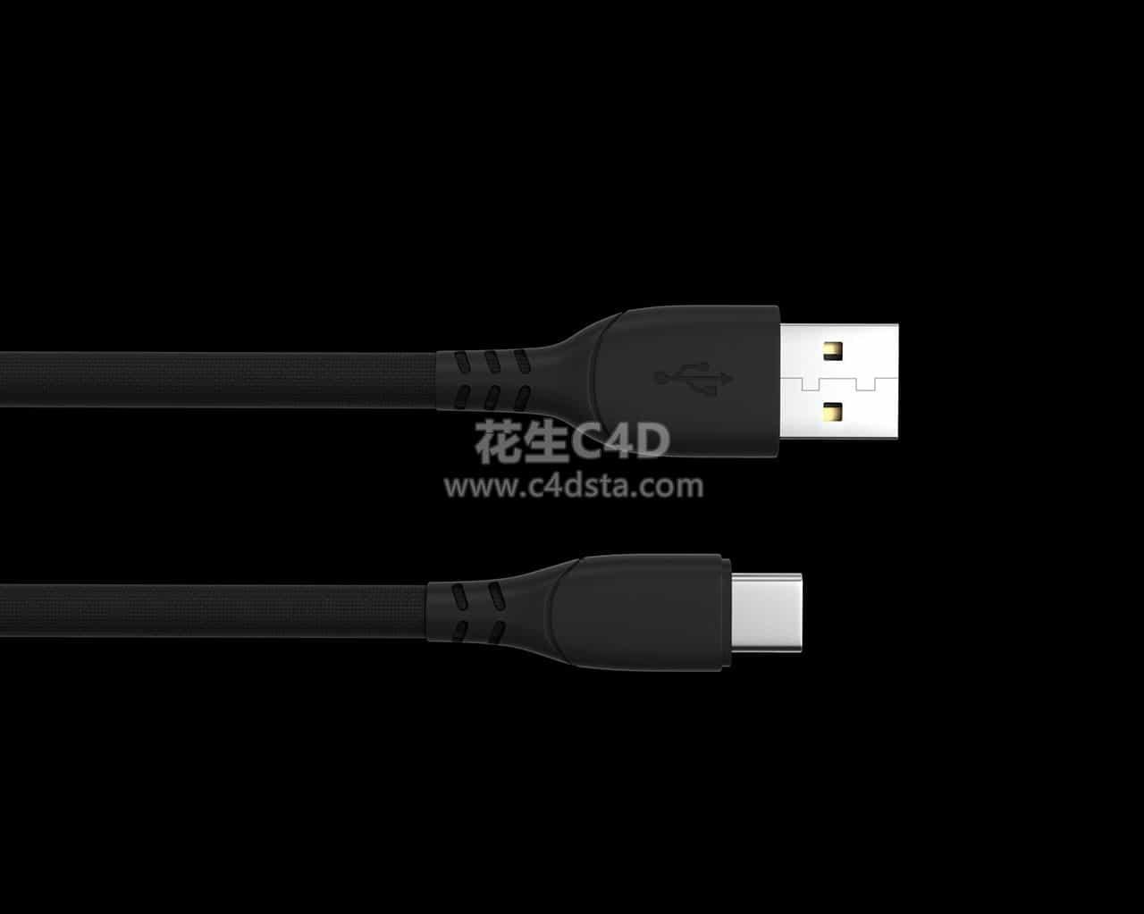 三维模型-USB安卓数据线TyPeC数据线接口模型 626CG资源站