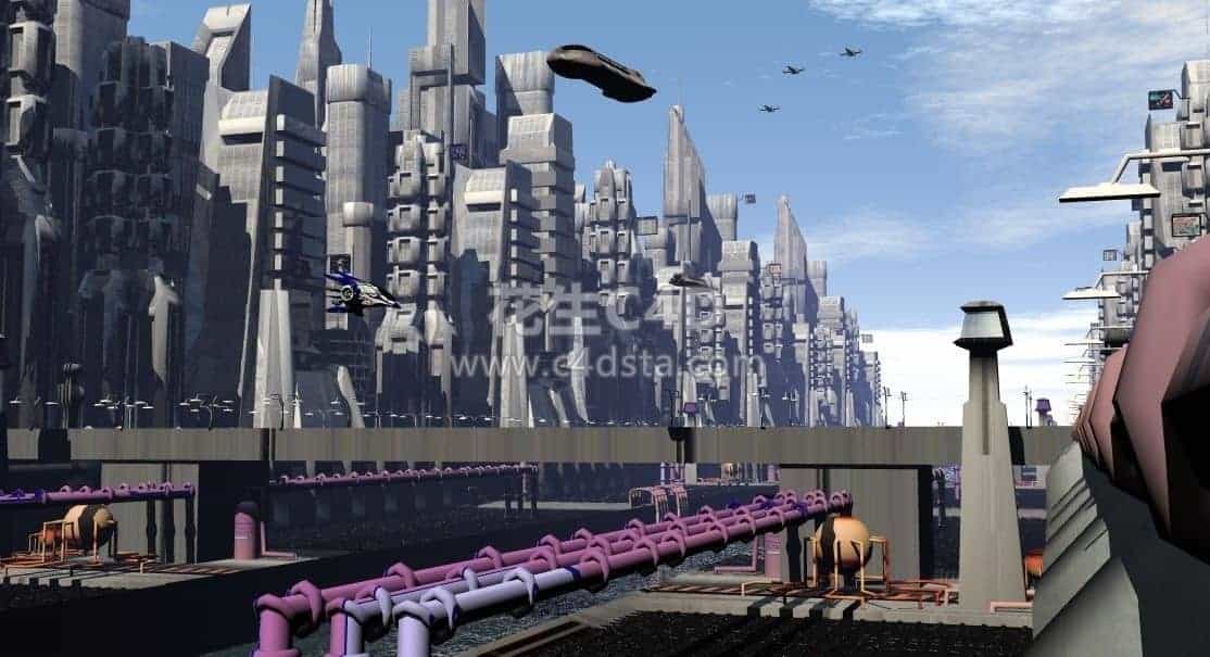 三维模型-游戏之城科幻虚拟城市鸟瞰模型 626CG资源站