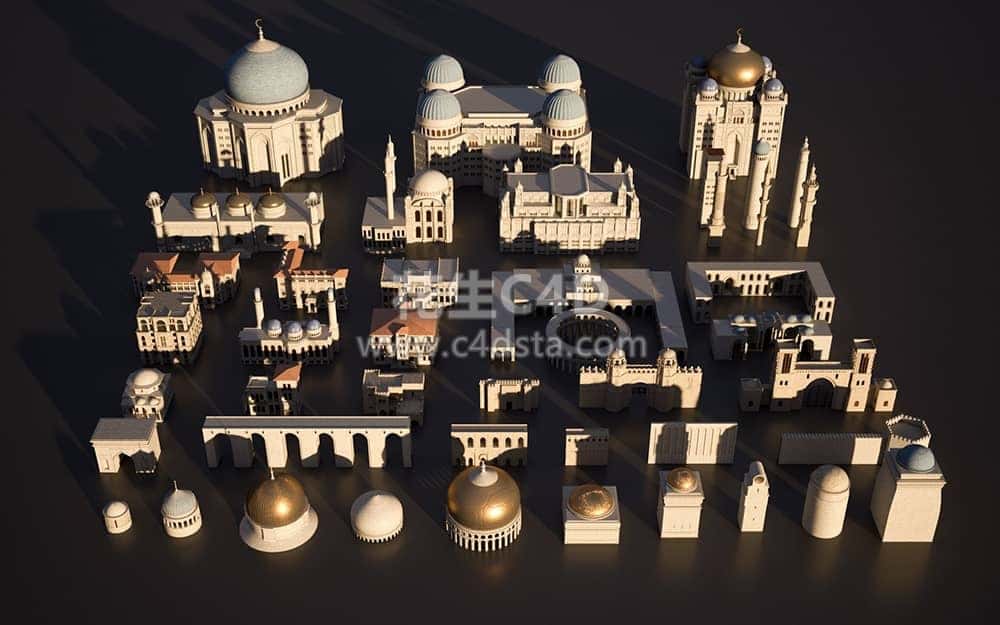 三维模型：中东地区楼房建筑场景3D模型Kitbash3D-Middle East 626CG资源站