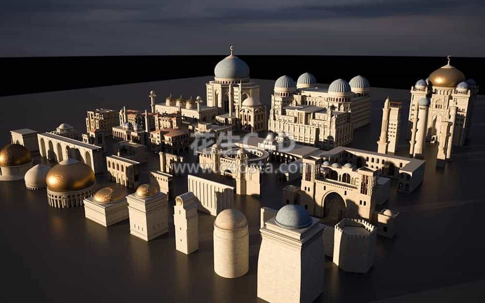 三维模型：中东地区楼房建筑场景3D模型Kitbash3D-Middle East 626CG资源站