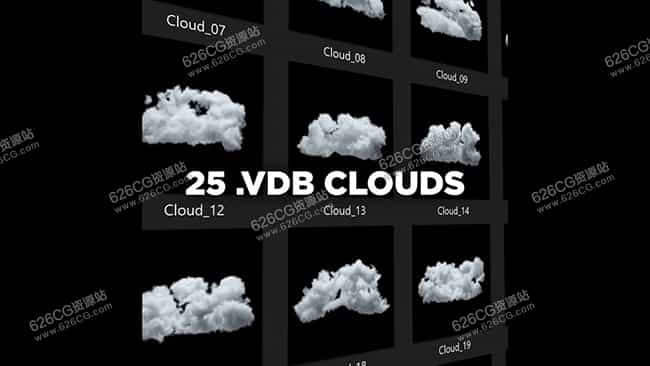 VDB体积云：25 个静态体积云 Patrick4D Cloud Essentials – Volume 1 VDBs 626CG资源站 
