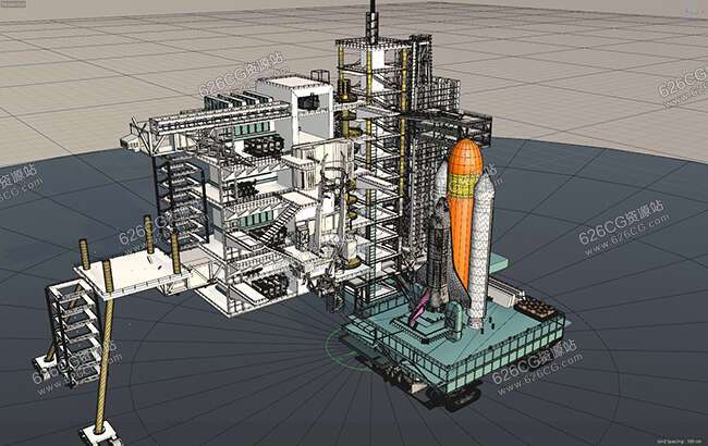 C4D工程模型-科幻场景 科幻城市建筑 航天飞机 航天发射 发射台 移动发射台 航天飞船 发射架 发射中心 626CG资源站