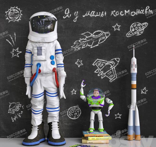 三维模型-巴斯光年和宇航员卡通模型 3D-model – I have a cosmonaut at my mother 626CG资源站