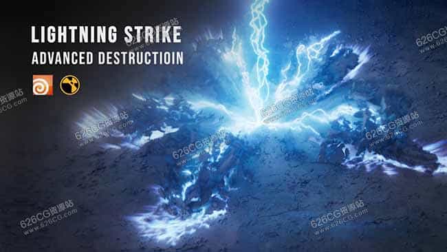 Houdini教程-闪电雷击破坏特效教程CGCircuit – Advanced Destruction Series: Lightning Strike 中文字幕 626CG资源站
