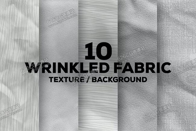 贴图纹理-10种褶皱纸张皱纹织物纹理背景 Envato – 10 Wrinkled Fabric Texture Background 626CG资源站