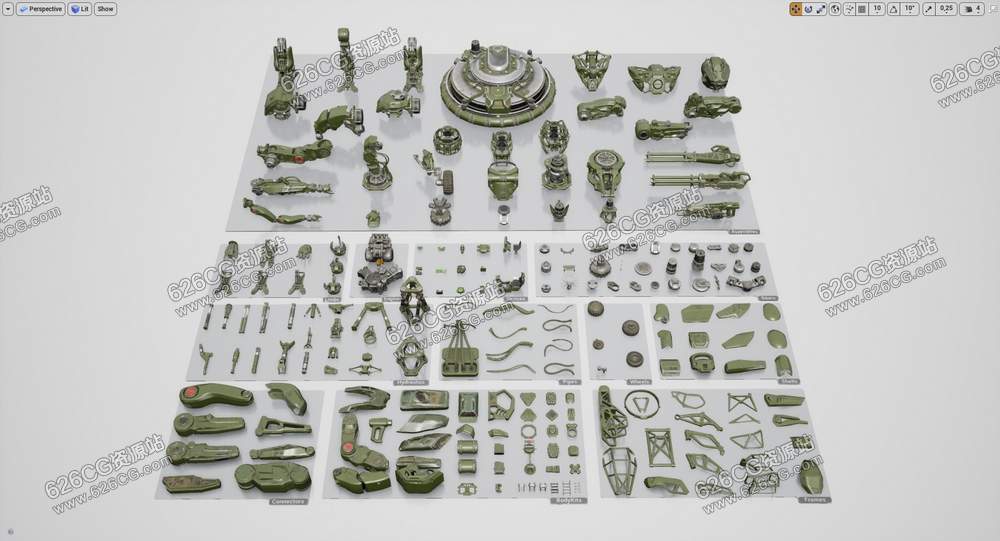 200组科幻机甲战争机器人车辆零件相关3D模型合集 Gumroad – Mech Squad Collection 626CG资源站
